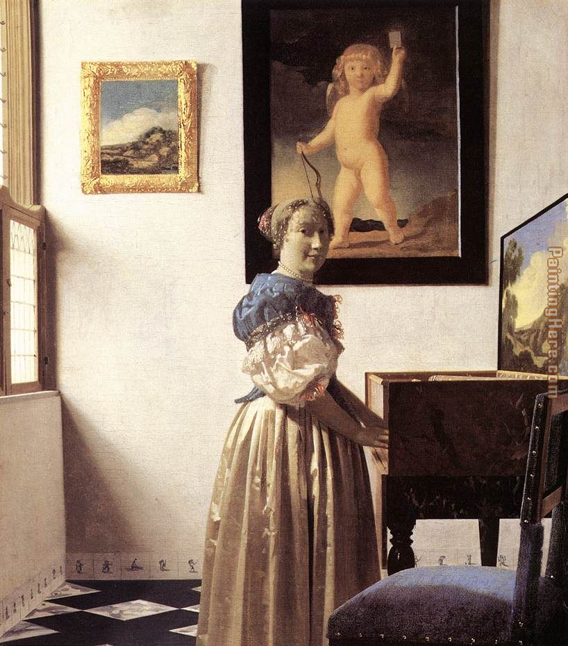 Lady Standing at a Virginal painting - Johannes Vermeer Lady Standing at a Virginal art painting